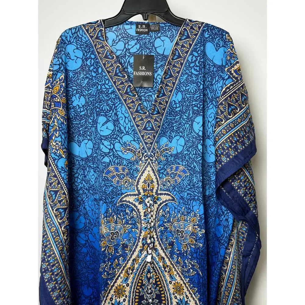 Women's Kaftan Print Kimono Stylish Loungewear, Beach Cover-Up - Picture 3 of 4